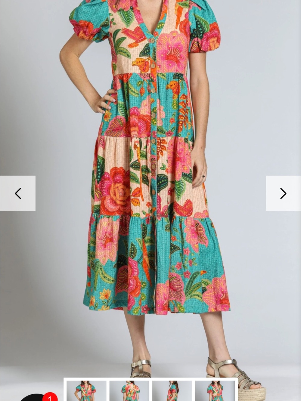 APNY Women’s Floral Green Summer Dress size medium - Picture 1 of 3